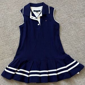 Tommy Hilfiger Navy and White Sleeveless Polo Tennis Dress